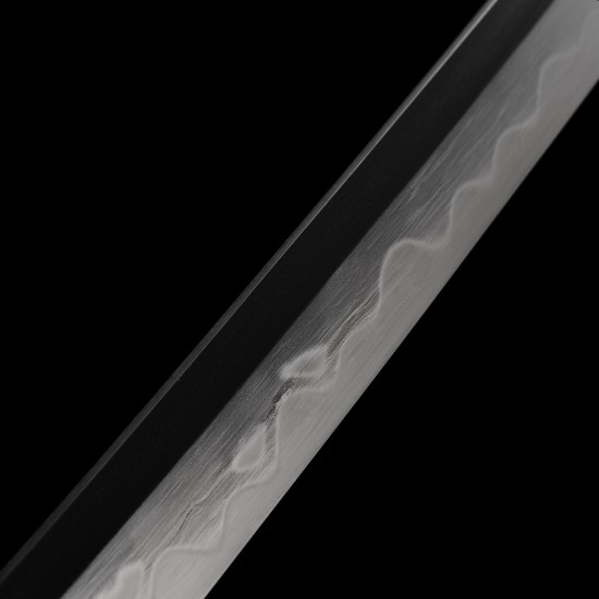 Karakusa Floral Scroll Katana – Hand Forged T10 Steel, Genuine Notare Hamon & Black Iron Fittings