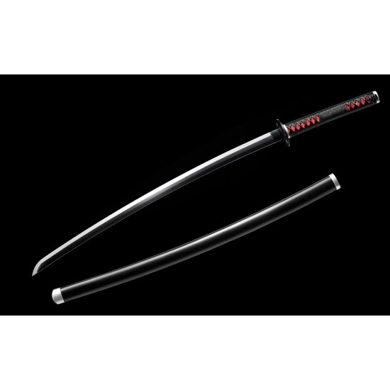 Demon Slayer Sword Real Metal Tanjiro Sword Katana Anime Sword Samurai Katana T10 Steel Black Blade Very Sharp Can cut bamboo trees