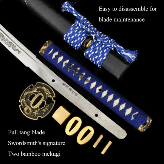 HanBon Forged Japanese Samurai Sword Real Dragon Katana T10 Steel Full Tang