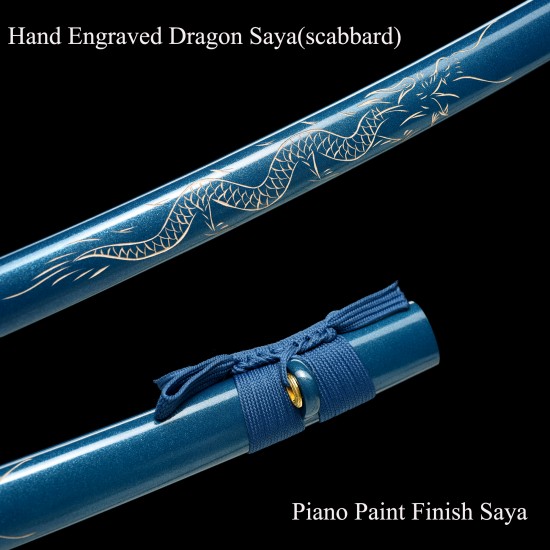 HanBon Forge Blue Samurai sword Japanese Dragon Katana Real T10 Steel Full Tang Blade