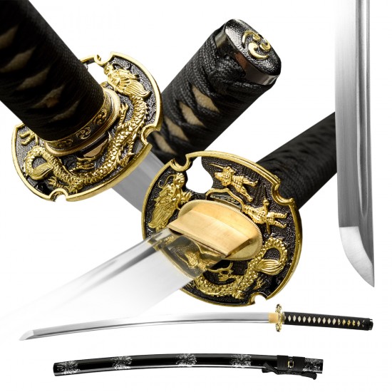 HanBon Forged Katana Sword Real Samurai Sword 1095 Folded Steel Full Tang Blade