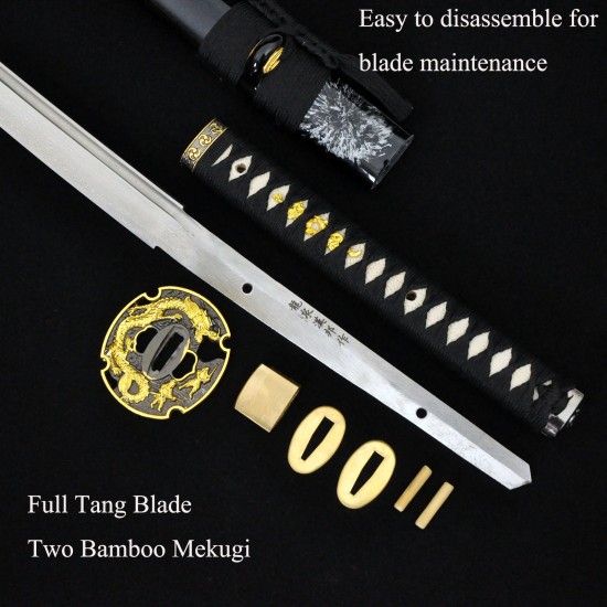 HanBon Forged Katana Sword Real Samurai Sword 1095 Folded Steel Full Tang Blade