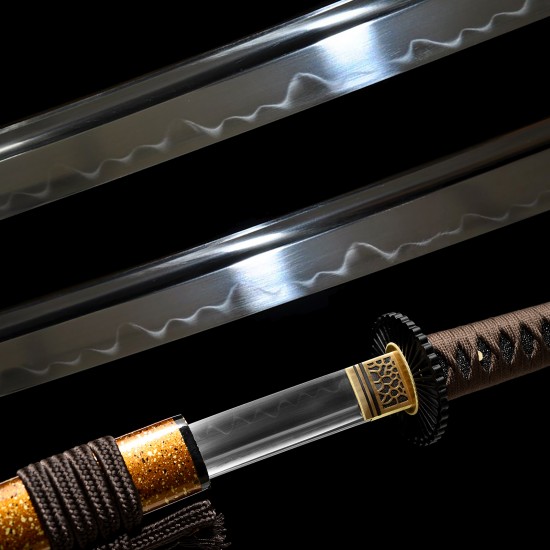 HanBon Forge Katana Sword Real Japanese Samurai Sword T10 Clay Tempered Genuine Hamon