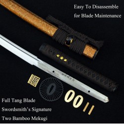 HanBon Forge Katana Sword Real Japanese Samurai Sword T10 Clay Tempered Genuine Hamon