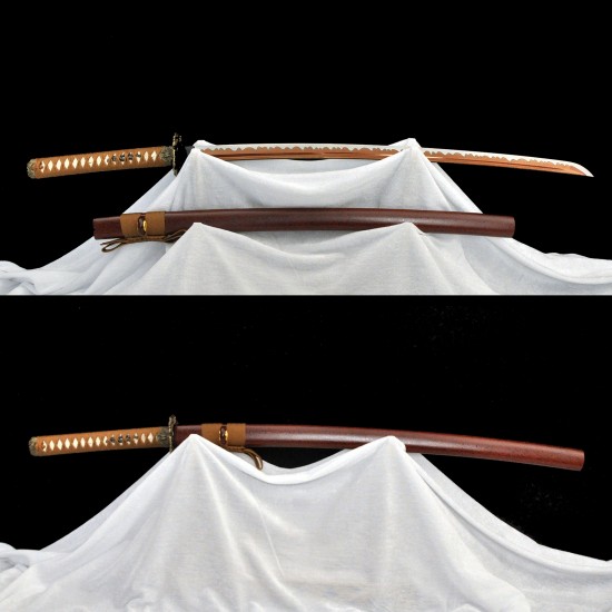 HanBon Forge Samurai Katana Sword Real T10 steel Full Tang Red Blade Dragon Koshirae