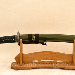 Green Saya 1060 Steel Oil Quenched Tanto Sword Full Tang