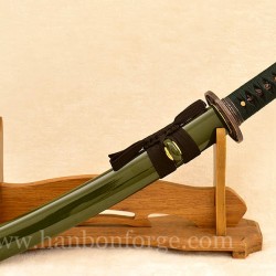 Green Saya 1060 Steel Oil Quenched Tanto Sword Full Tang