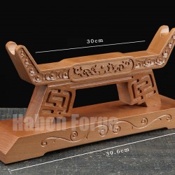 Single Layer Sword Stand Double Dragon Design Handmade Natural Wood Beech Paint