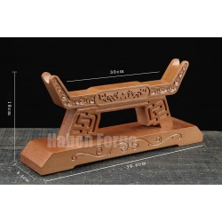 Single Layer Sword Stand Double Dragon Design Handmade Natural Wood Beech Paint