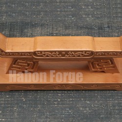 Single Layer Sword Stand Double Dragon Design Handmade Natural Wood Beech Paint