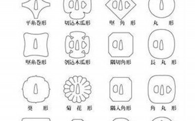 Common shapes of tsuba (sword guard)