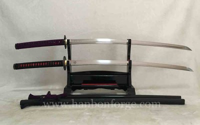 Customized Two 1060 Steel Katana Japanese Swords With Alloy Tsuba