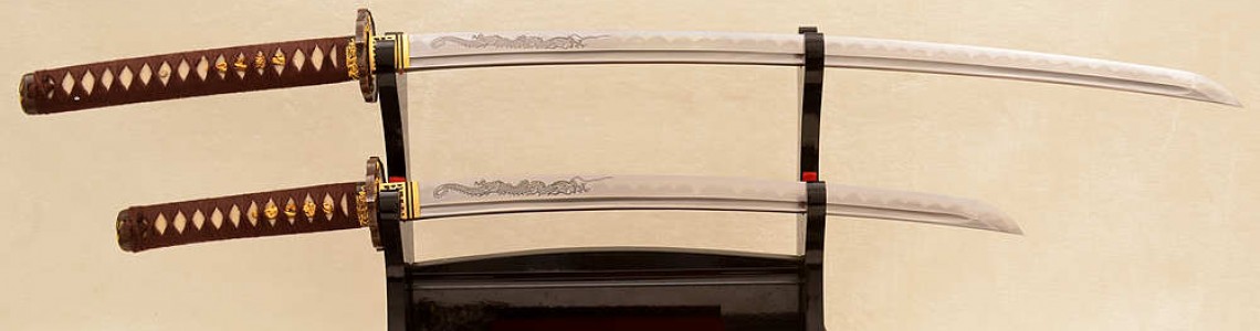 Customized Sword Set Kobuse Steel Clay Tempered Katana+Wakizashi