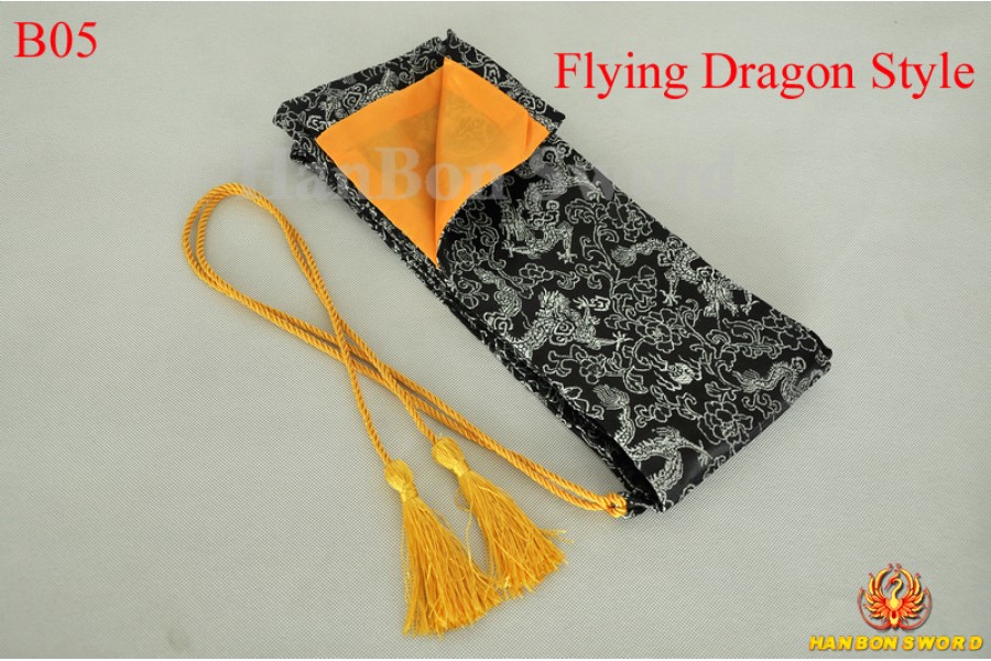 135cm Dragon and Phoenix Katana Samurai Sword Bag Tissu Black R6S7 