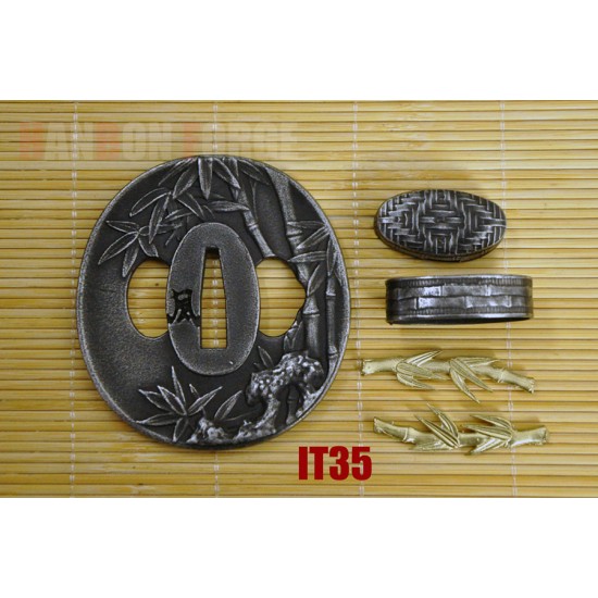 High Quality Iron Tsuba Bamboo Theme Japanese Sword Fittings