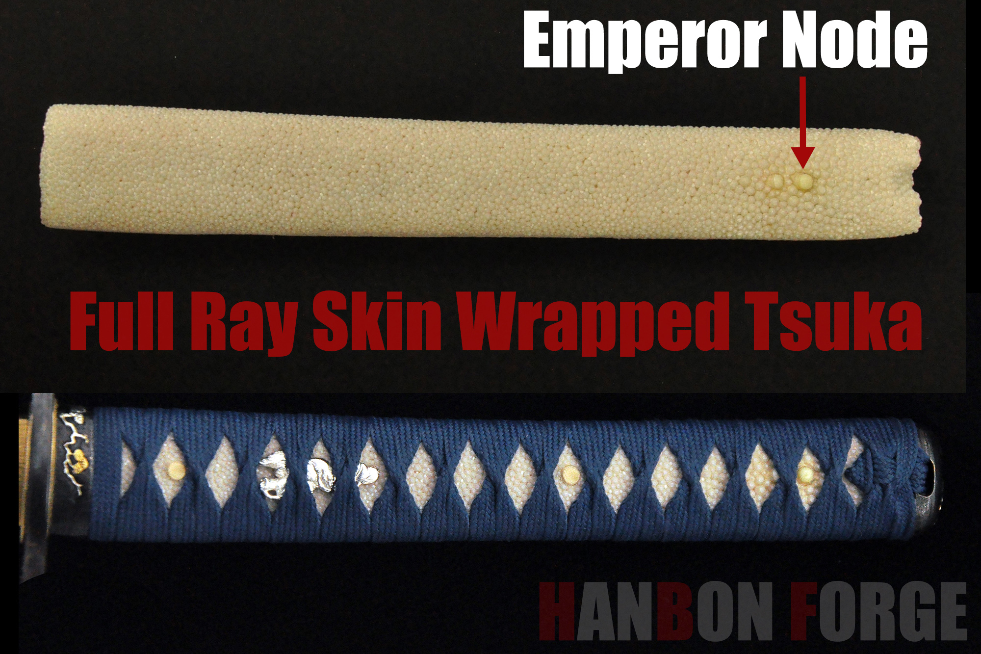 Full samegawa wrapped katana tsuka with emperor node